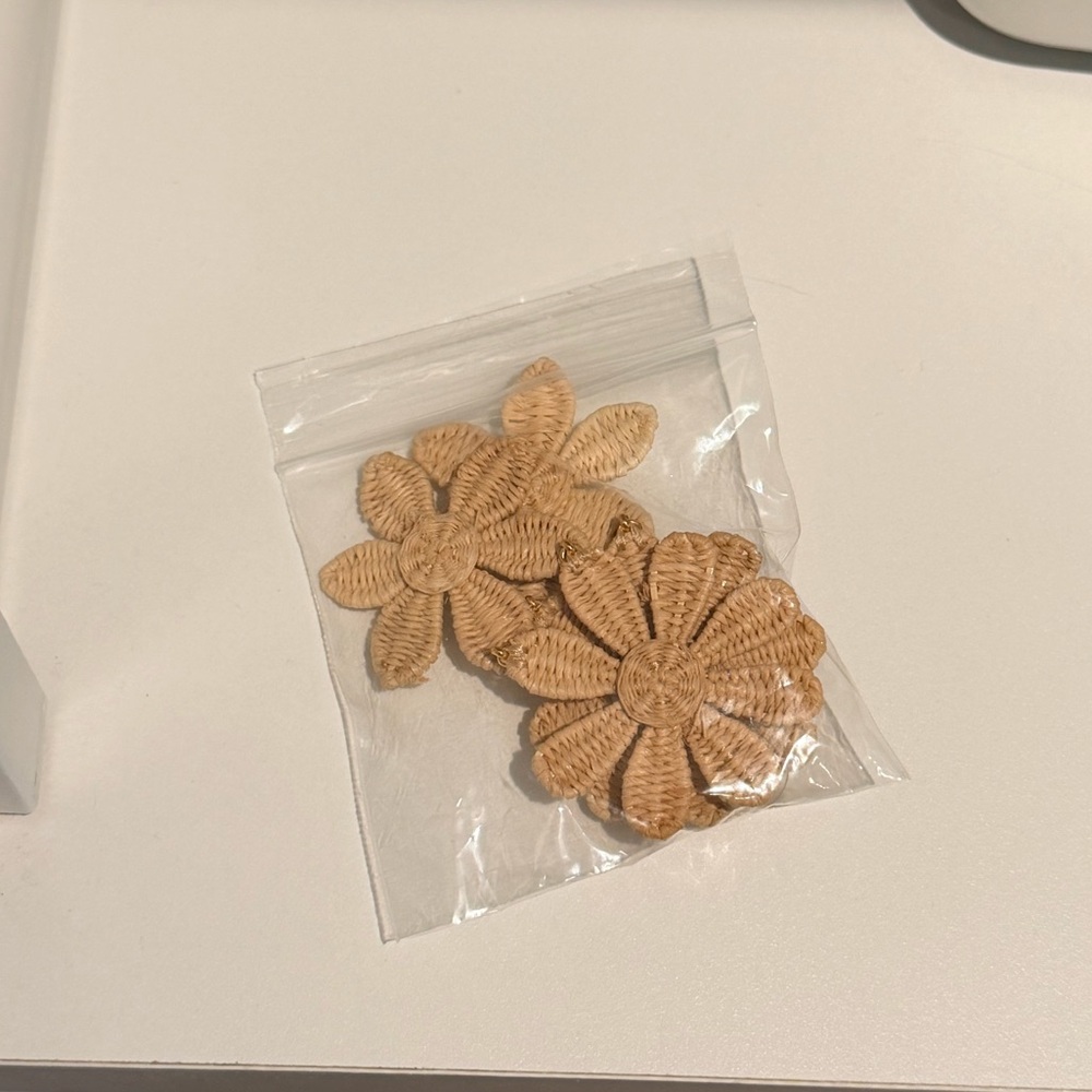 Elegant Woven Tan Floral Earrings